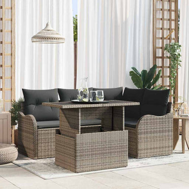 Tuin Sofa Set 5 st Grijs Poly Rattan