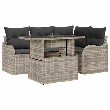 Tuin Sofa Set 5 st Lichtgrijs Poly Rattan