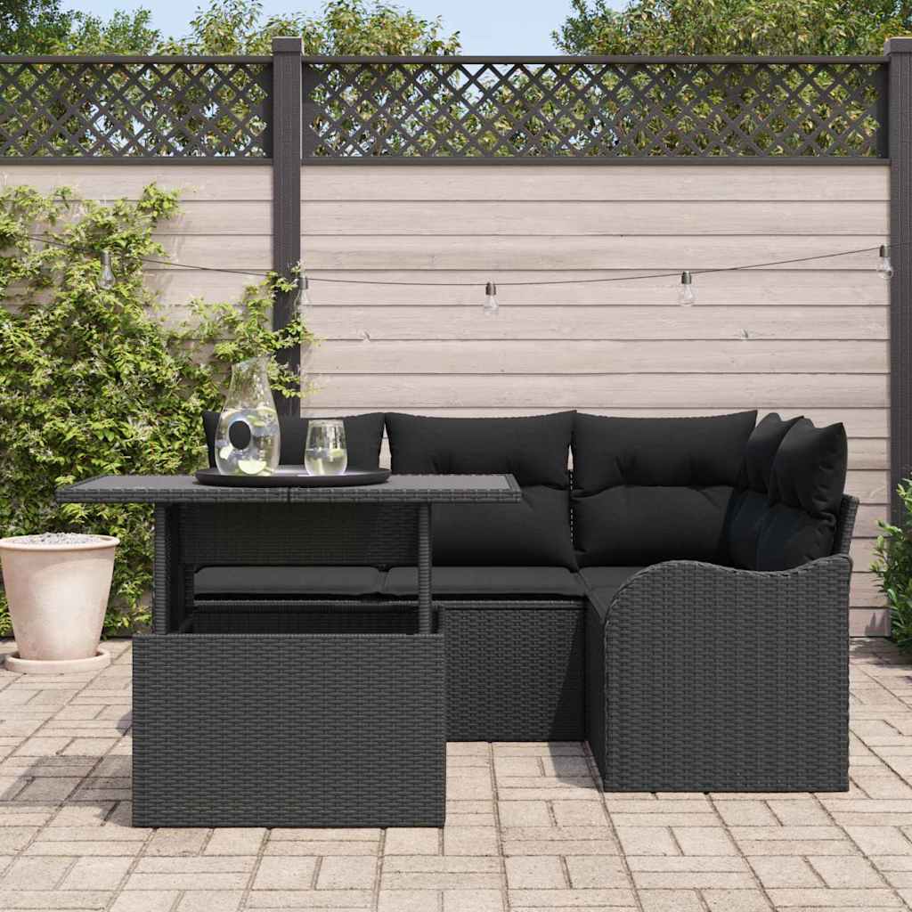 Tuin Sofa Set 5 st Zwart Poly Rattan
