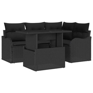 Tuin Sofa Set 5 st Zwart Poly Rattan