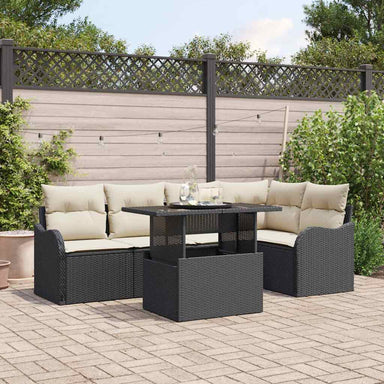 Tuin Sofa Set 6 st Zwart Poly Rattan