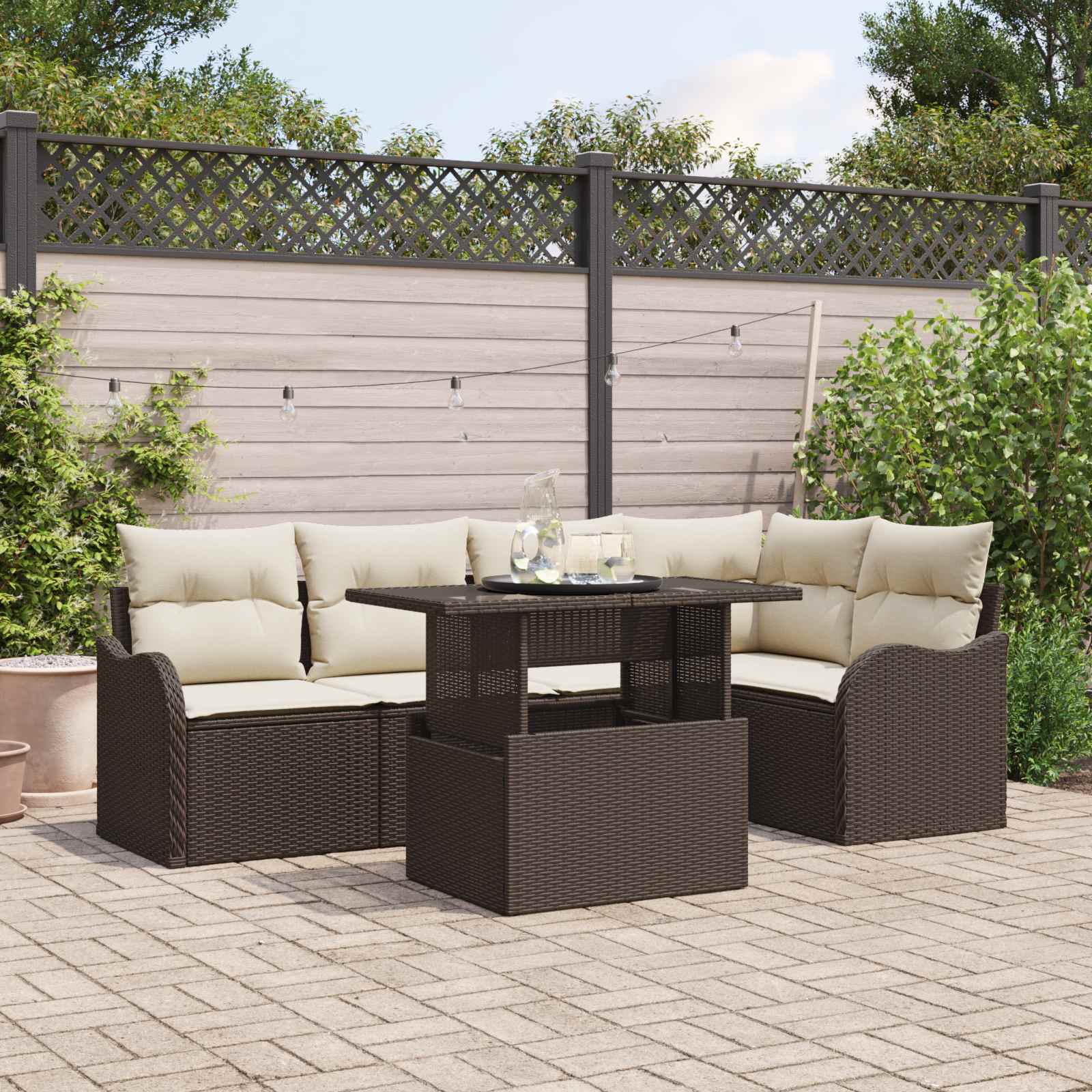 Tuin Sofa Set 6 st Bruin Poly Rattan