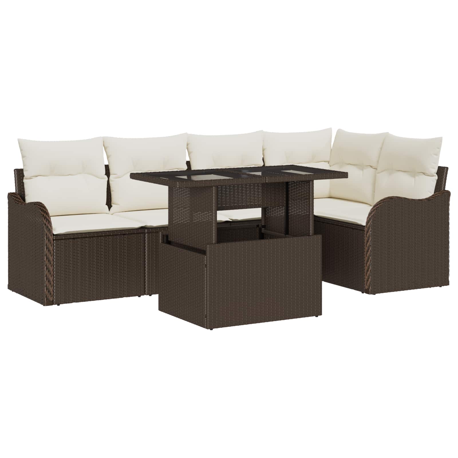 Tuin Sofa Set 6 st Bruin Poly Rattan