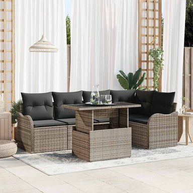 Tuin Sofa Set 6 st Grijs Poly Rattan