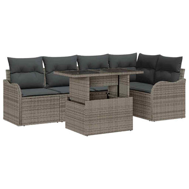 Tuin Sofa Set 6 st Grijs Poly Rattan