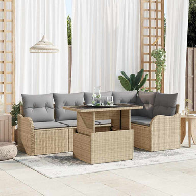 Tuin Sofa Set 6 st Beige Poly Rattan