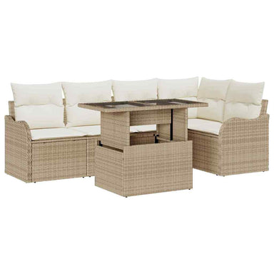 Tuin Sofa Set 6 st Beige Poly Rattan
