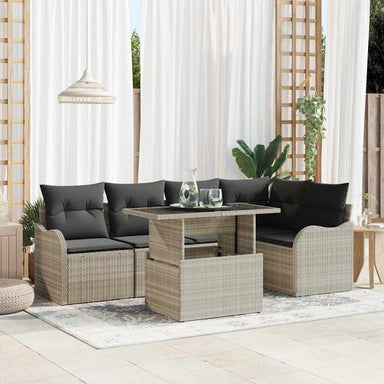 Tuin Sofa Set 6 st Lichtgrijs Poly Rattan