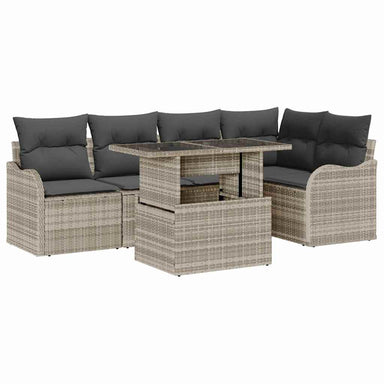 Tuin Sofa Set 6 st Lichtgrijs Poly Rattan