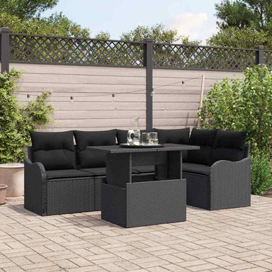 Tuin Sofa Set 6 st Zwart Poly Rattan