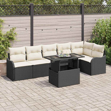 Tuin Sofa Set 7 st Zwart Poly Rattan