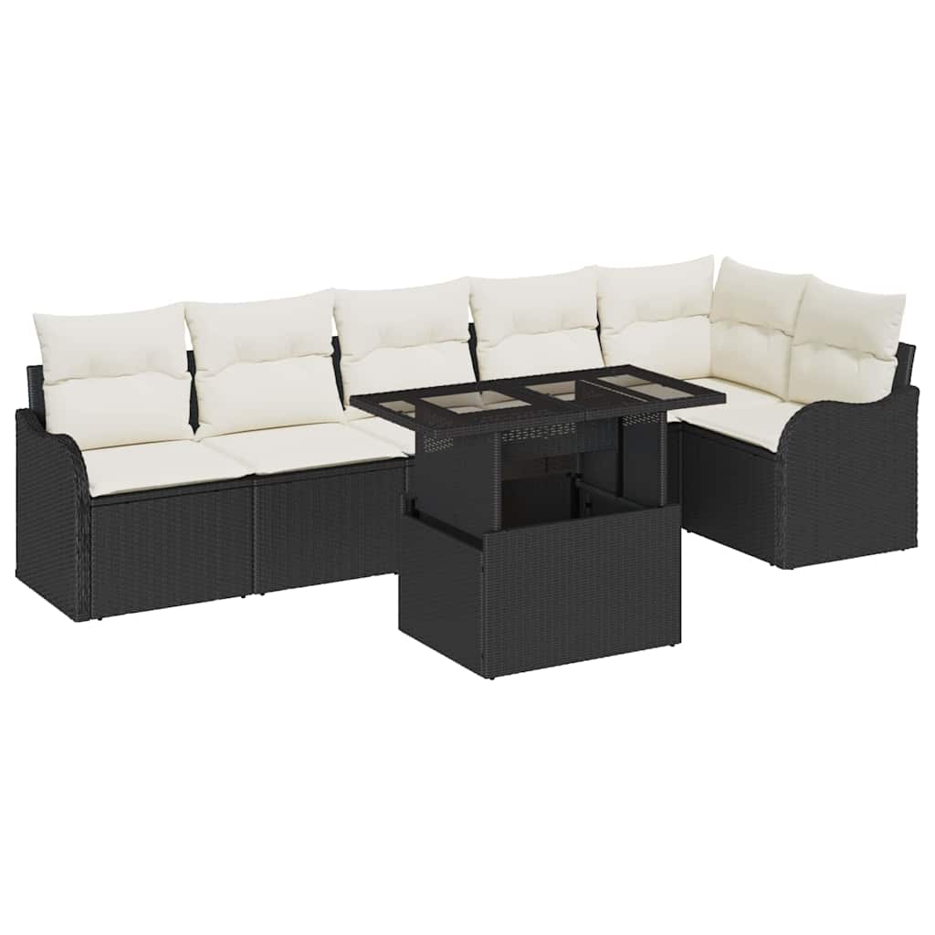 Tuin Sofa Set 7 st Zwart Poly Rattan