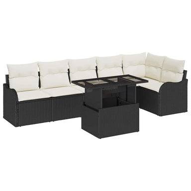 Tuin Sofa Set 7 st Zwart Poly Rattan