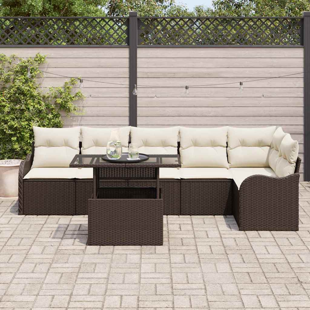 Tuin Sofa Set 7 st Bruin Poly Rattan
