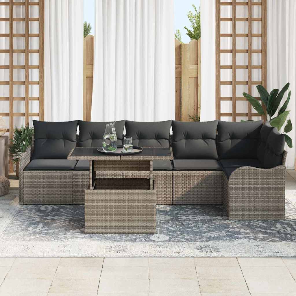 Tuin Sofa Set 7 st Grijs Poly Rattan