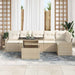 Tuin Sofa Set 7 st Beige Poly Rattan