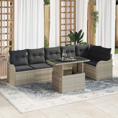 Tuin Sofa Set 7 st Lichtgrijs Poly Rattan