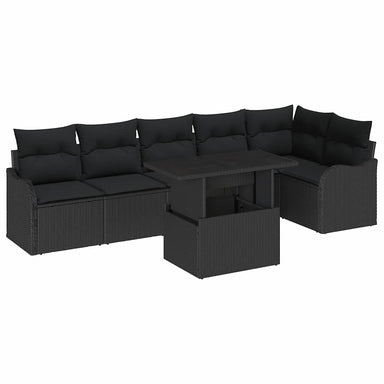 Tuin Sofa Set 7 st Zwart Poly Rattan