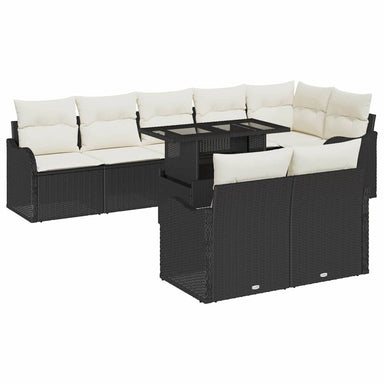 Tuin Sofa Set 9 st Zwart Poly Rattan