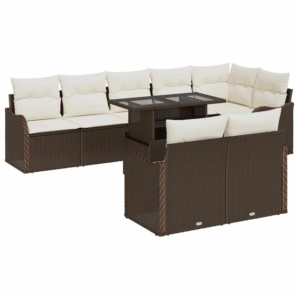 Tuin Sofa Set 9 st Bruin Poly Rattan