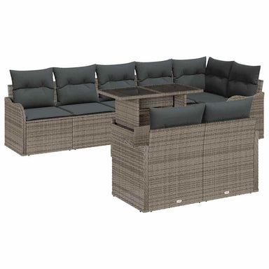Tuin Sofa Set 9 st Grijs Poly Rattan
