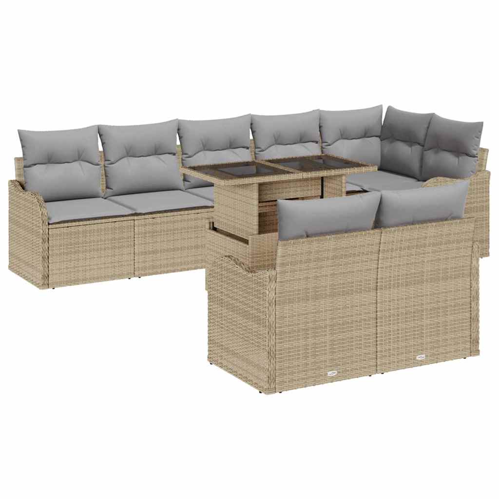 Tuin Sofa Set 9 st Beige Poly Rattan