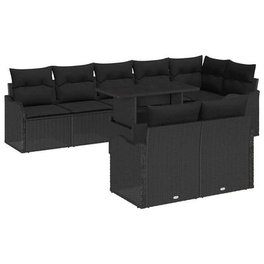 Tuin Sofa Set 9 st Zwart Poly Rattan