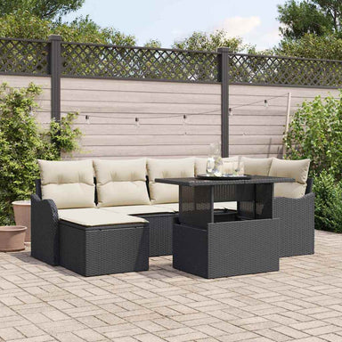 Tuin Sofa Set 7 st Zwart [Synthetisch]: Poly Rattan