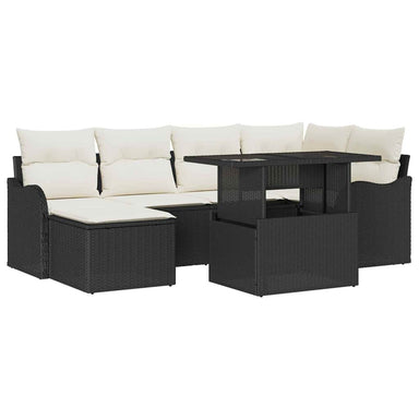 Tuin Sofa Set 7 st Zwart [Synthetisch]: Poly Rattan
