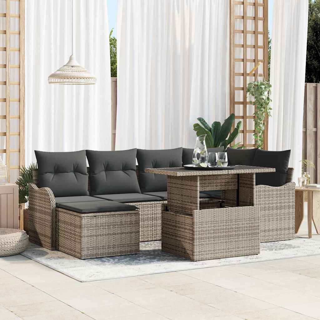 Tuin Sofa Set 7 st Grijs [Synthetisch]: Poly Rattan