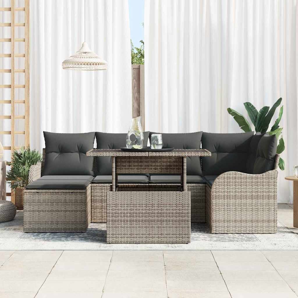 Tuin Sofa Set 7 st Grijs [Synthetisch]: Poly Rattan