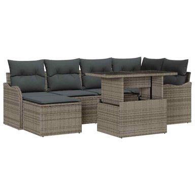 Tuin Sofa Set 7 st Grijs [Synthetisch]: Poly Rattan