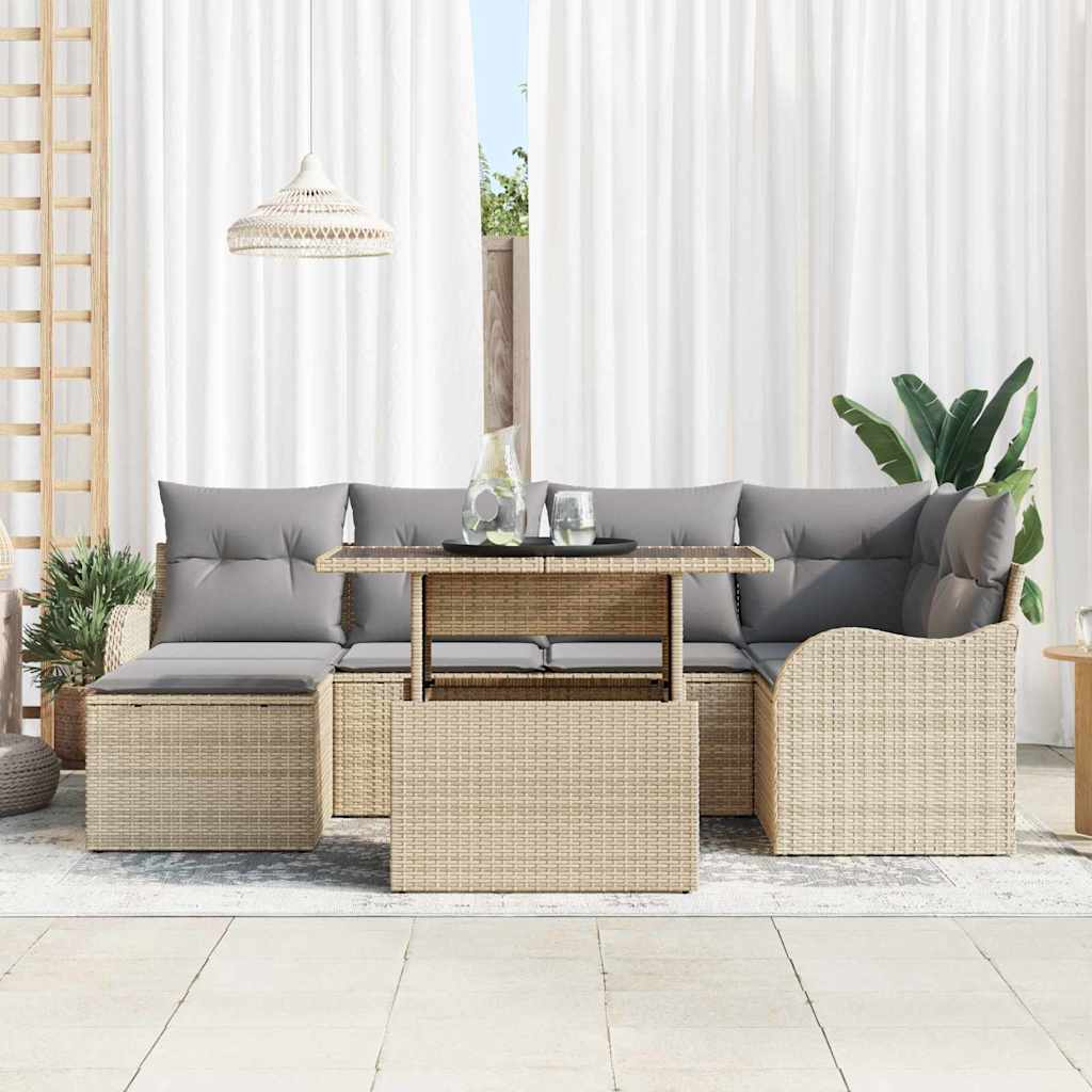 Tuin Sofa Set 7 st Beige [Synthetisch]: Poly Rattan