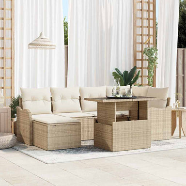 Tuin Sofa Set 7 st Beige [Synthetisch]: Poly Rattan
