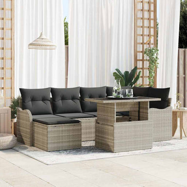 Tuin Sofa Set 7 st Lichtgrijs [Synthetisch]: Poly Rattan