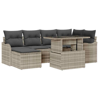 Tuin Sofa Set 7 st Lichtgrijs [Synthetisch]: Poly Rattan