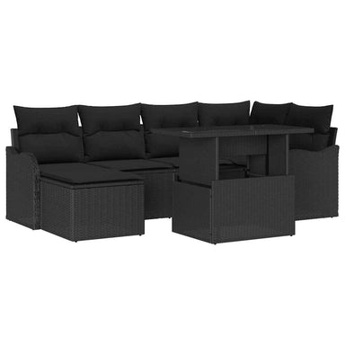 Tuin Sofa Set 7 st Zwart [Synthetisch]: Poly Rattan