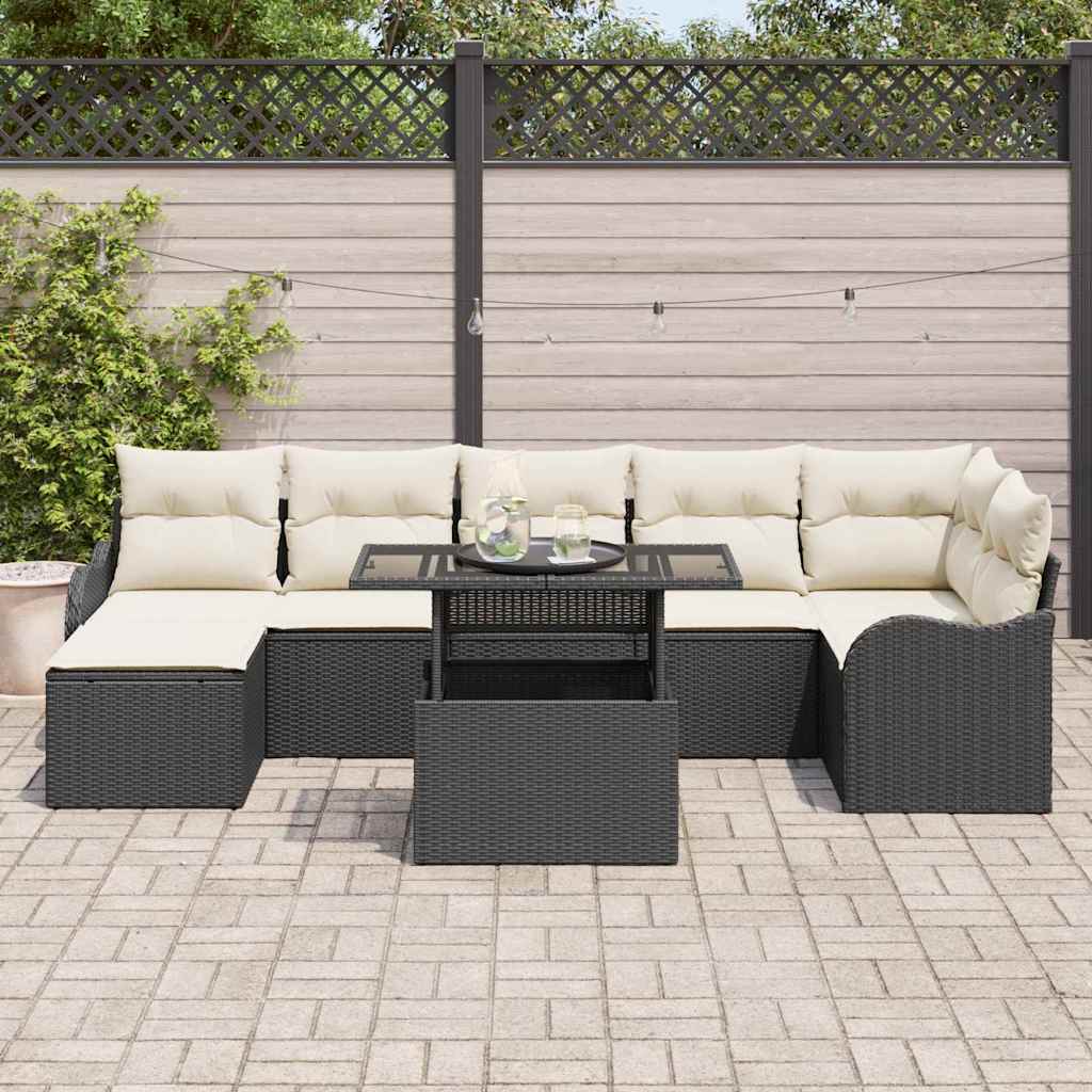 Tuin Sofa Set 8 st Zwart [Synthetisch]: Poly Rattan