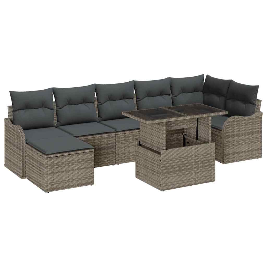 Tuin Sofa Set 8 st Grijs [Synthetisch]: Poly Rattan