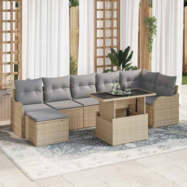 Tuin Sofa Set 8 st Beige [Synthetisch]: Poly Rattan