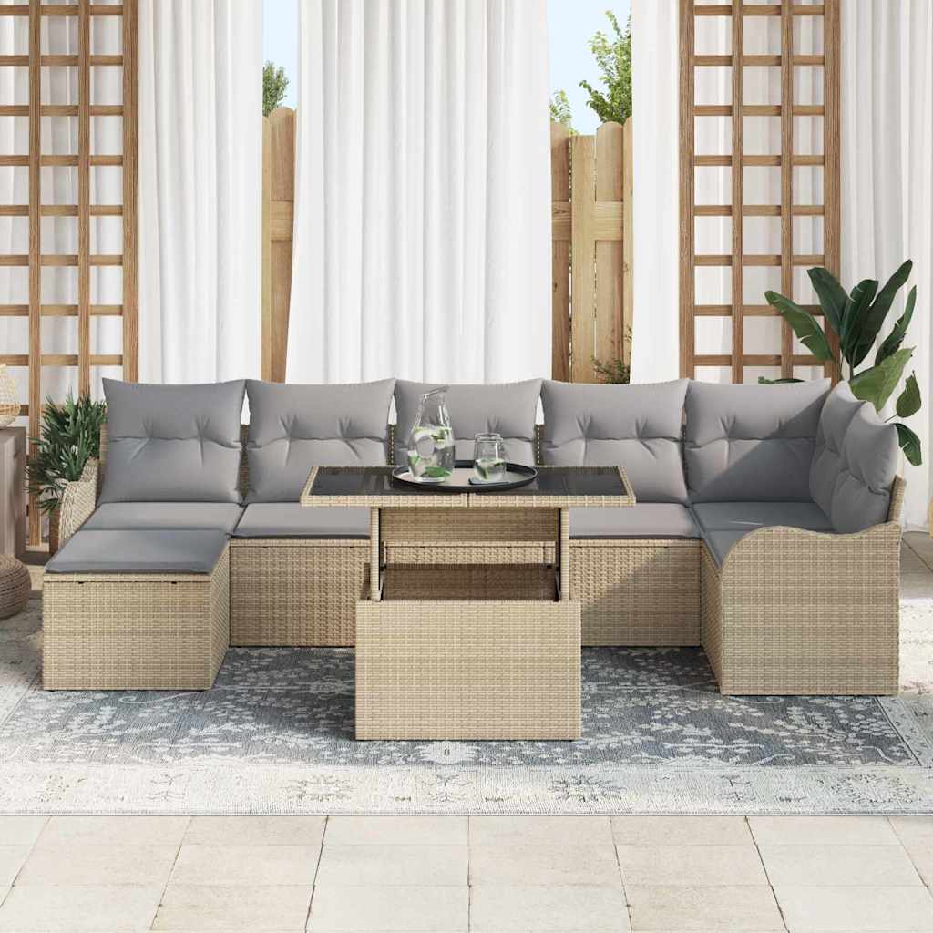 Tuin Sofa Set 8 st Beige [Synthetisch]: Poly Rattan