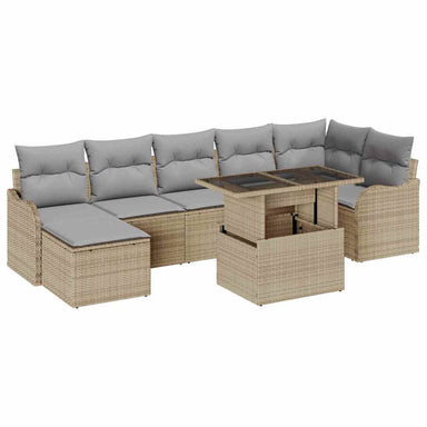 Tuin Sofa Set 8 st Beige [Synthetisch]: Poly Rattan