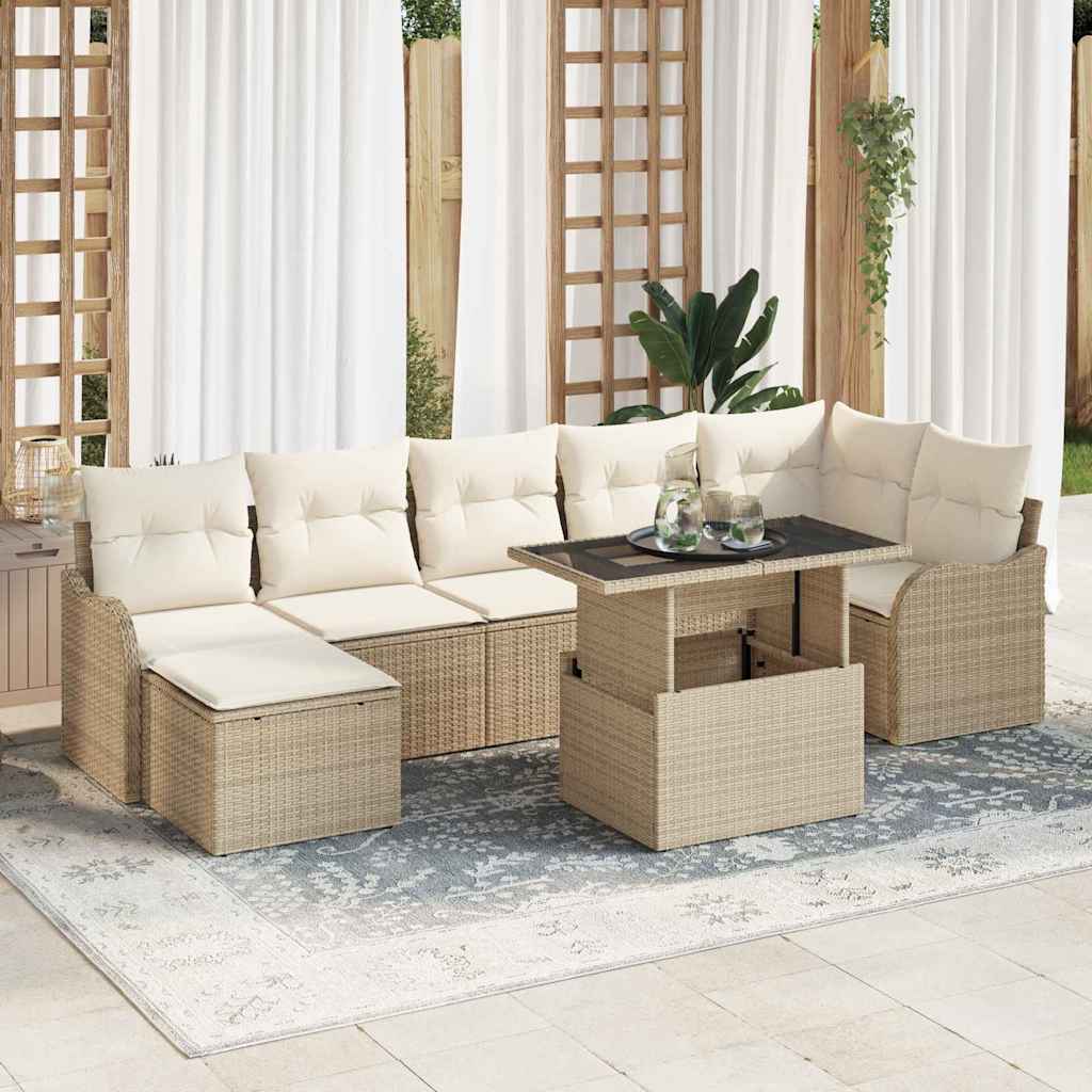 Tuin Sofa Set 8 st Beige [Synthetisch]: Poly Rattan