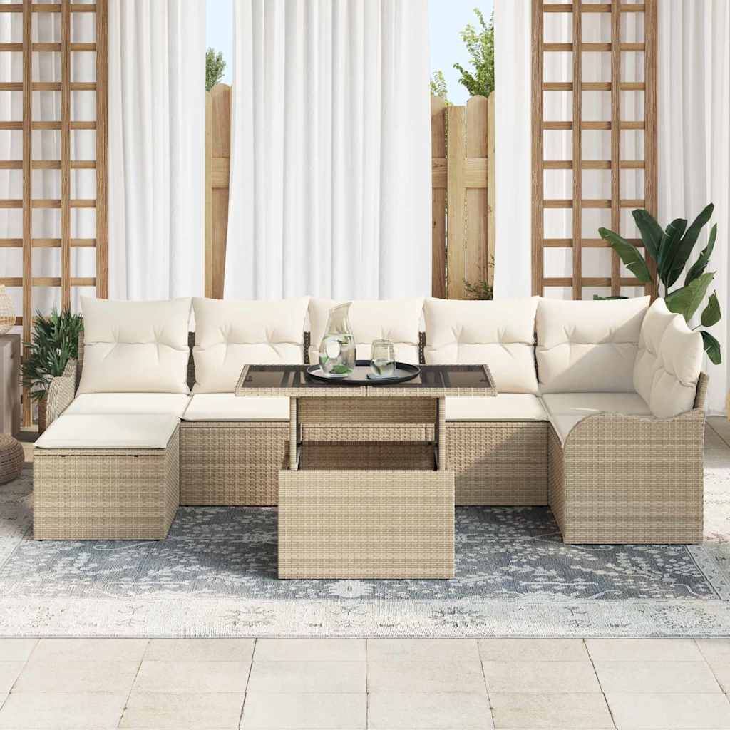 Tuin Sofa Set 8 st Beige [Synthetisch]: Poly Rattan