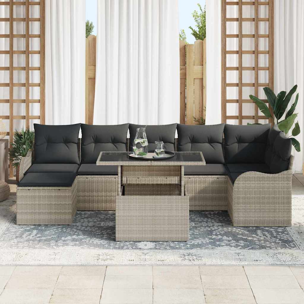 Tuin Sofa Set 8 st Lichtgrijs [Synthetisch]: Poly Rattan