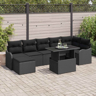 Tuin Sofa Set 8 st Zwart [Synthetisch]: Poly Rattan