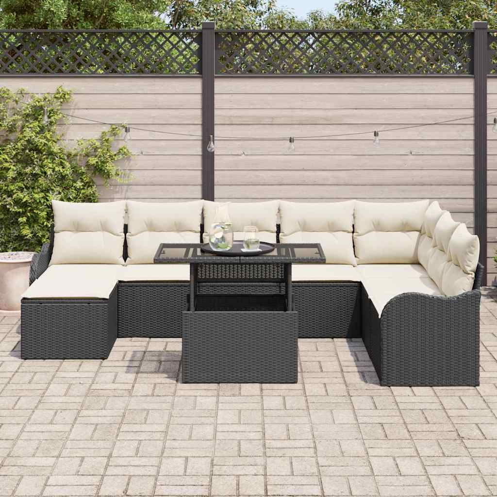 Tuin Sofa Set 9 st Zwart [Synthetisch]: Poly Rattan