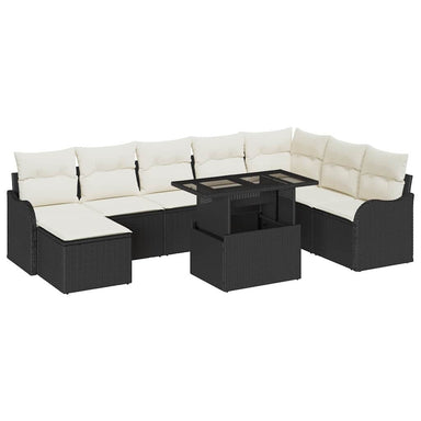 Tuin Sofa Set 9 st Zwart [Synthetisch]: Poly Rattan