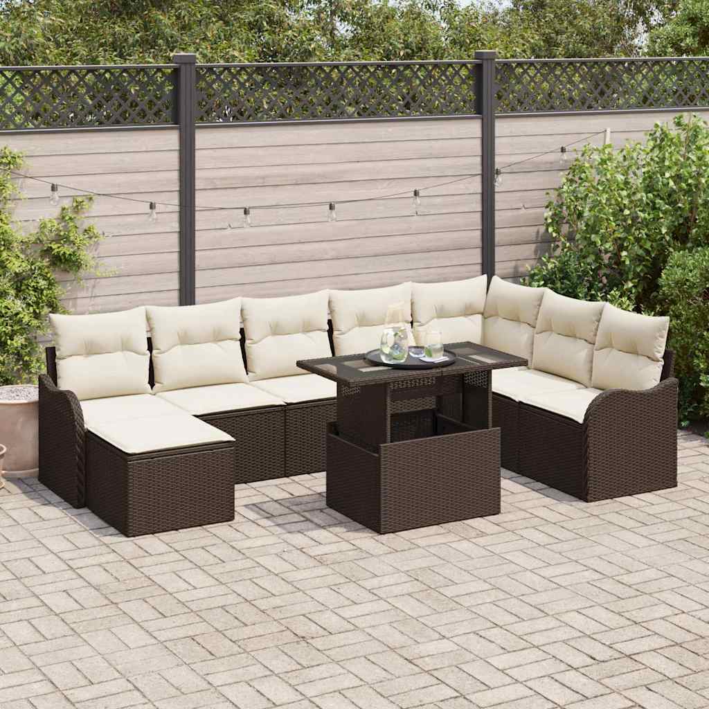 Tuin Sofa Set 9 st Bruin [Synthetisch]: Poly Rattan
