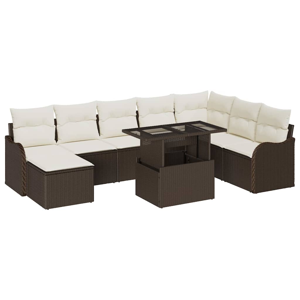 Tuin Sofa Set 9 st Bruin [Synthetisch]: Poly Rattan